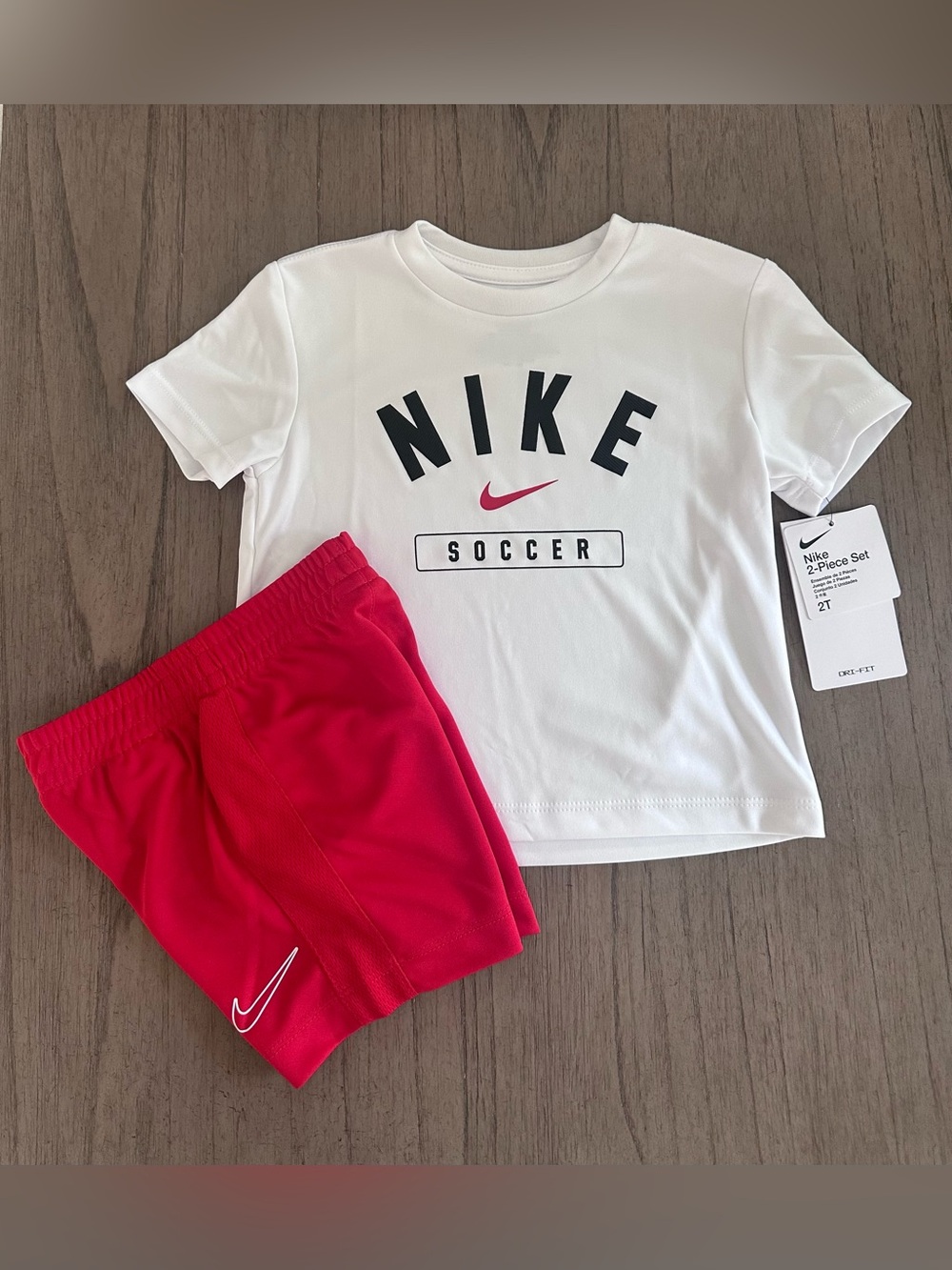 Nike Soccer 2-Piece Set Boys 2T White Red Dri-Fit